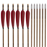 Traditional Bamboo Feather Fletched Arrows 3PK