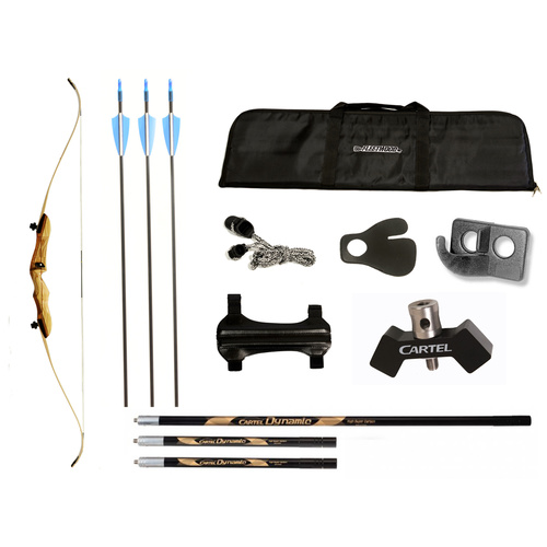 Cartel Adult Target Recurve Bow Package [Hand: Right Hand] [Poundage: 20lb] [Bow Length: 66in]