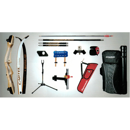 Cartel Sirius Wooden Recurve Bow Package [Bow Length: 62in] [Poundage: 14lb]