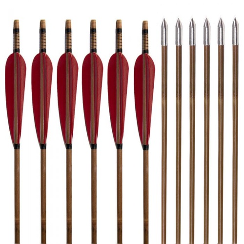 Traditional Bamboo Feather Fletched Arrows 3PK